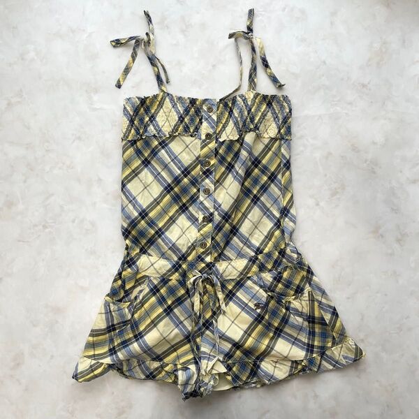 バーバリーブルーレーベル BURBERRY BLUE LABEL ロンパース オールインワン ワンピース チェック柄 キャミ 36