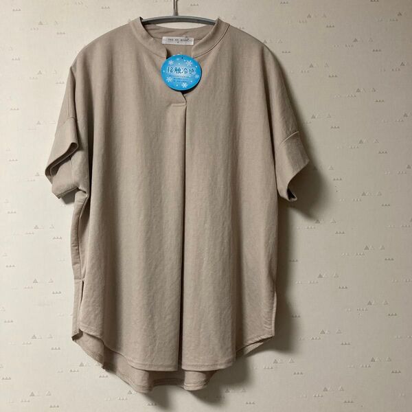 接触冷感タイプベージュカットソー Tシャツ