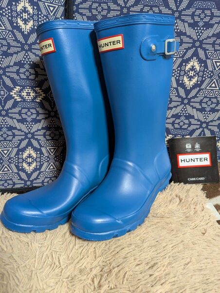 美品●HUNTERハンター●長靴レインブーツ●UK2EU34●約22〜22.5cm位●キッズ男女OK●レディースにも●ブルー系