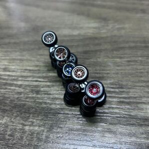 1/64サイズ タイヤホイールセット2 ホットウィール やトミカなどに!5台分 深リムアルミ