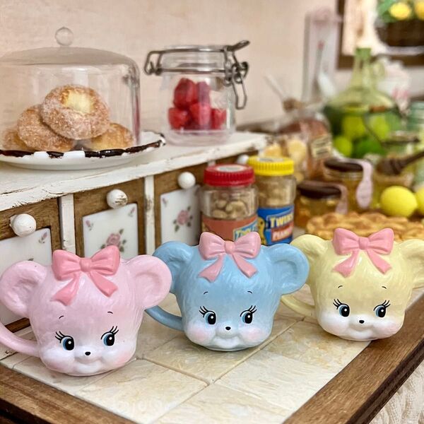 ミニチュアマグカップ 昭和のクマカップ 3色セット ドールハウス キッチン