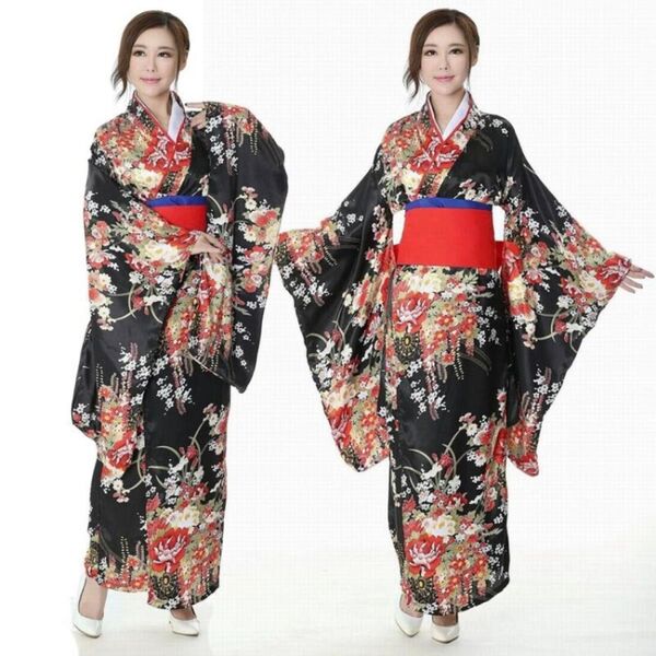 花魁風 コスプレ 衣装 和風 ワンピース フリー 着物ドレス 和柄 衣装