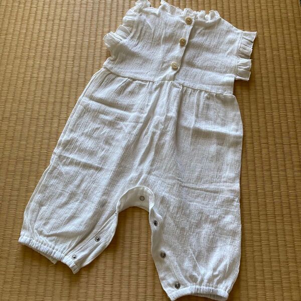 80 90 95 カバーオール ロンパース ベビー服 子供服 半袖 白 ホワイト 女の子 男の子 ベビー