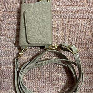 iPhone13Pro ケース 鏡付き ピンクベージュ カードケース付き