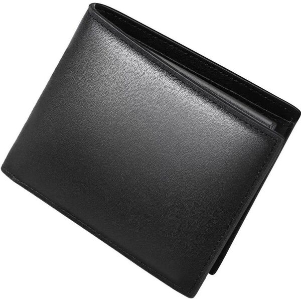 高級 財布 メンズ 二つ折り レザー スキミング防止 革財布 黒 本革 プレゼント ブラック レザー