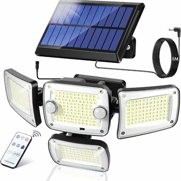 ソーラーライト 屋外 屋内 防水 分離型 センサーライト LED 人感センサー 防犯 照明 自動点灯 ソーラーパネル