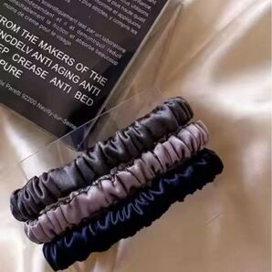 シルク ヘアゴム シュシュ 髪ゴム 跡がつかない 3個セット【箱無し】