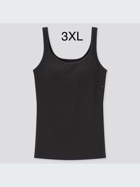 UNIQLO ユニクロ エアリズム コットン リブ ブラタンクトップ 3xl 大きいサイズ タンクトップ 黒 ブラトップ