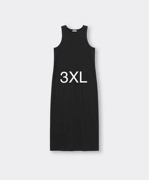 GU ジーユー リブナローワンピース(ノースリーブ) 3XL 大きいサイズ 黒 ブラック ニット