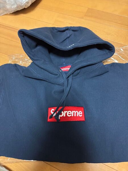 supreme Box Logo Hooded Sweatshirt Navy L