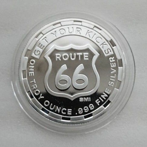 【訳あり】アメリカ「ROUTE 66 ルート ハイウェイ」シルバーラウンド 純銀 1オンス