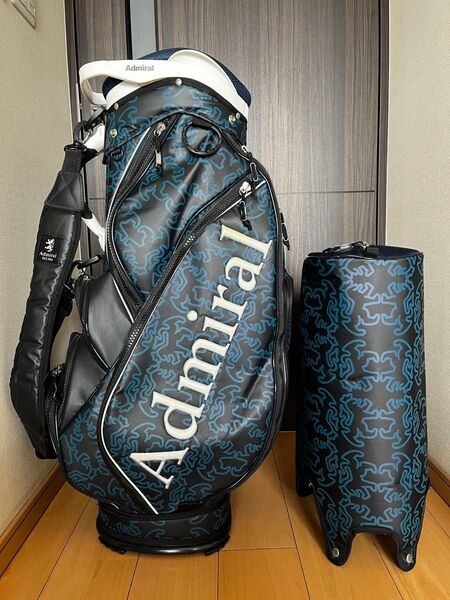 超美品!希少ADMIRAL GOLF アドミラルゴルフ カート型キャディバッグ ド迫力!9.5型 軽量仕様 ネイビー