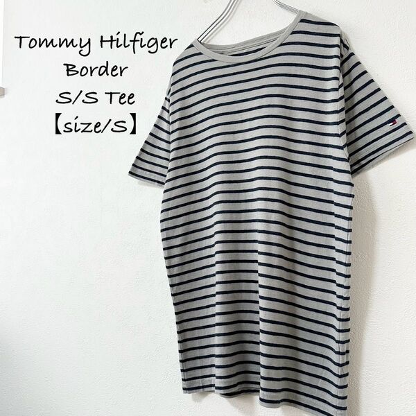 Tommy★トミーヒルフィガー★半袖Tシャツ★ボーダー★グレー×ネイビー/紺★S