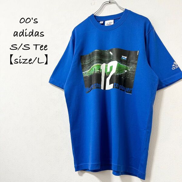 00s★adidas/アディダス★半袖Tシャツ★日本代表★ブルー/青★L
