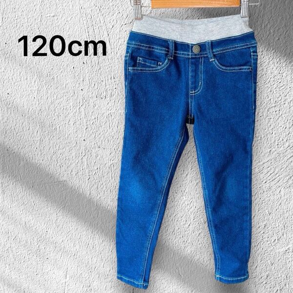 美品 キッズ ダークブルー スキニージーンズ 120センチ デニムパンツ デニム ストレッチ ジーンズ