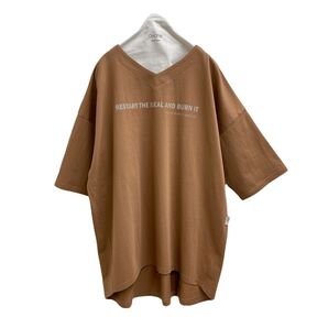 ayaneアヤン◇Vネック トップス カットソー ブラウン