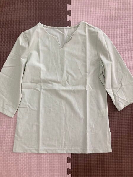 S.HOUE 新品 ミントグリーン 五分袖シャツ ブラウス トップス プルオーバー
