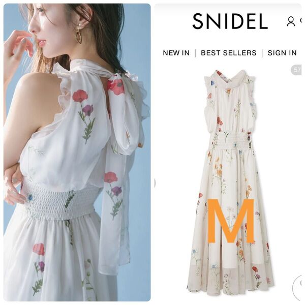 新作新品☆SNIDEL バックリボンシフォンワンピース☆size 1 フラワー