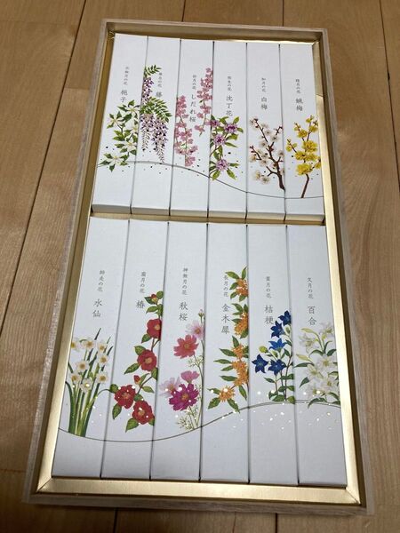 カメヤマ 名香 月の花 桐箱 12種入 新品未使用 線香