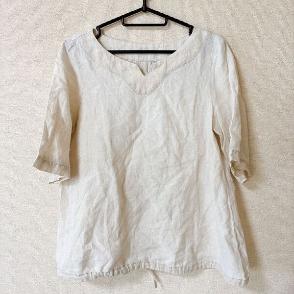 Vent d'ouest par LeMinor リネン ブラウス 38 日本製 半袖 5分袖 麻 カットソー プルオーバー