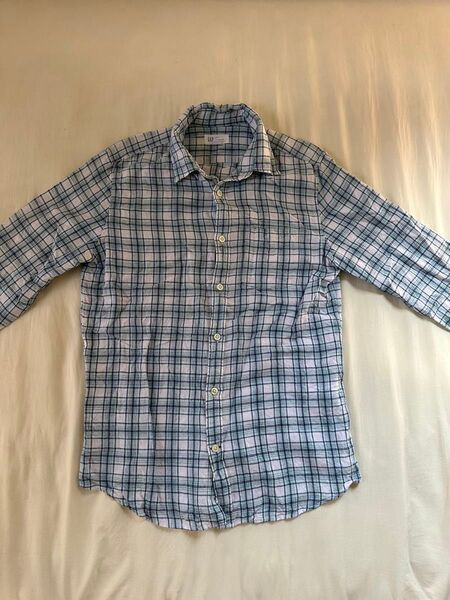 GAP ギャップ 袖ロールアップ ギンガムチェックシャツ ブルー XS