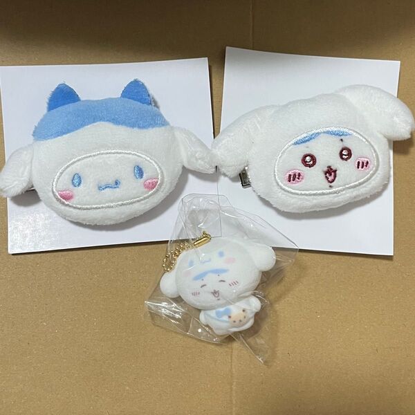 ちいかわ サンリオ シークレット ヘアクリップ フロッキーマスコットチャーム ハチワレ シナモロール シナモン
