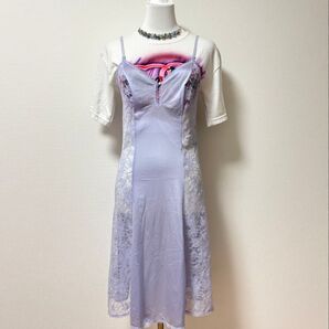 値下げ◎古着 vintage y2k ランジェリー キャミワンピ サテン ブルー 水色 森ガール ワンピース サテン ミニワンピ