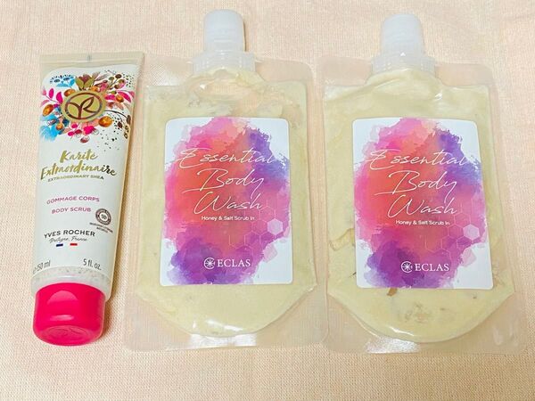 新品未開封 eclasエクラス ボディウォッシュ リアルハニーの香り 200g 2個 シア ボディスクラブ 150mL