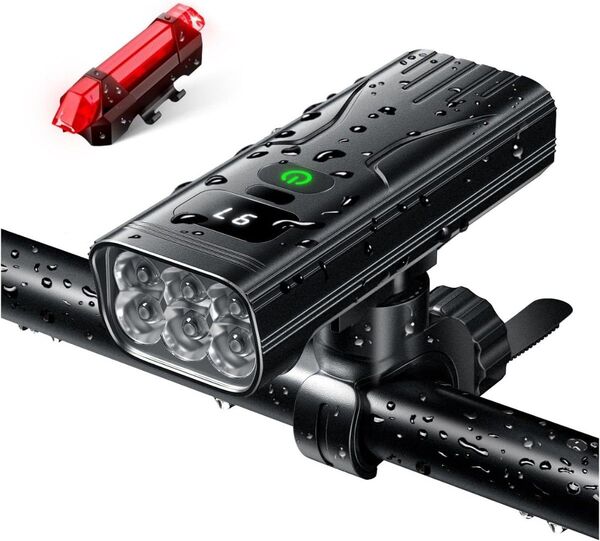 自転車 ライト 充電式 大容量 6400mAh 6個強力ランプ 自動点灯モード
