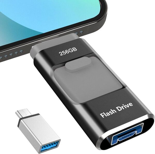 4in1 iPhone対応 USBメモリ 256GB アプリ不要 データ移行
