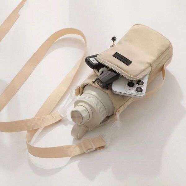 人気商品 ペットボトルホルダー 水筒カバー スマホケース ショルダー 公園 ママ 散歩