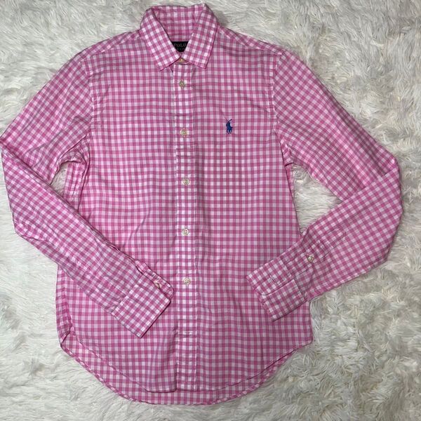 POLO RALPH LAUREN ピンクチェックシャツ XS