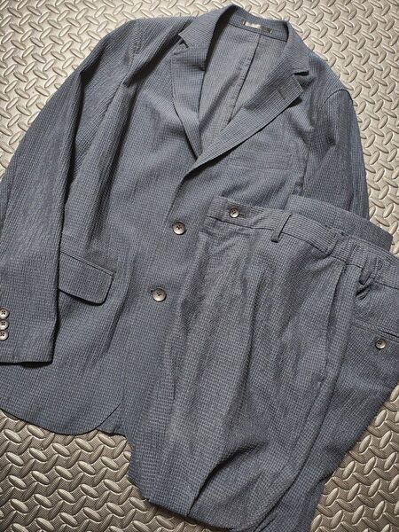 パジャマスーツ セットアップ アオキ AOKI ネイビー 上下セット 紺色 ジャケット パンツ 春夏