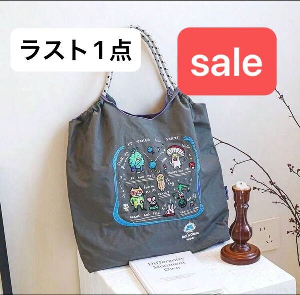 ネコ刺繍バッグ トートバッグ エコバッグ