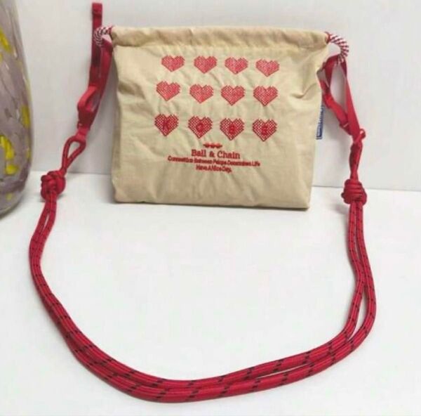 ハート刺繍バッグ ポーチ ショルダーバッグ ミニバッグ