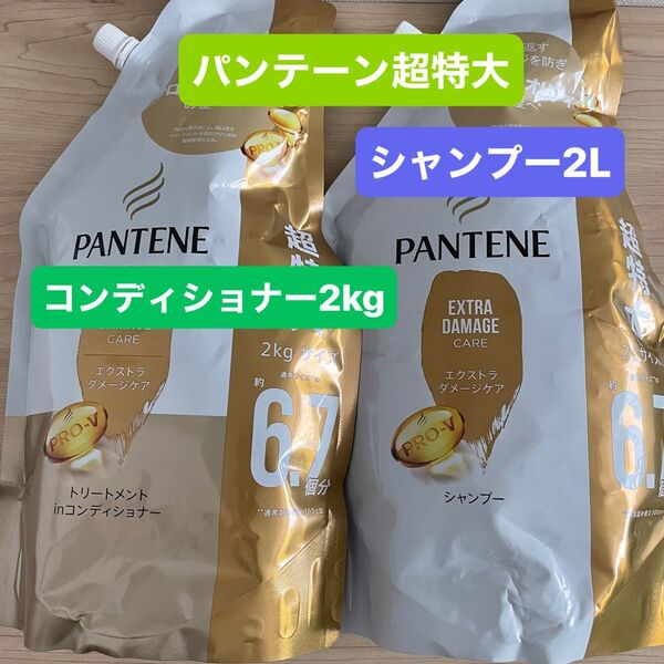 超特大 パンテーン PANTENE エクストラダメージケア シャンプー2L、トリートメント inコンディショナー 2kg セット