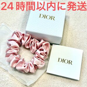 新品未使用☆Christian Dior ディオール サテン シュシュ ピンク ノベルティ ヘアゴム ヘアアクセサリー