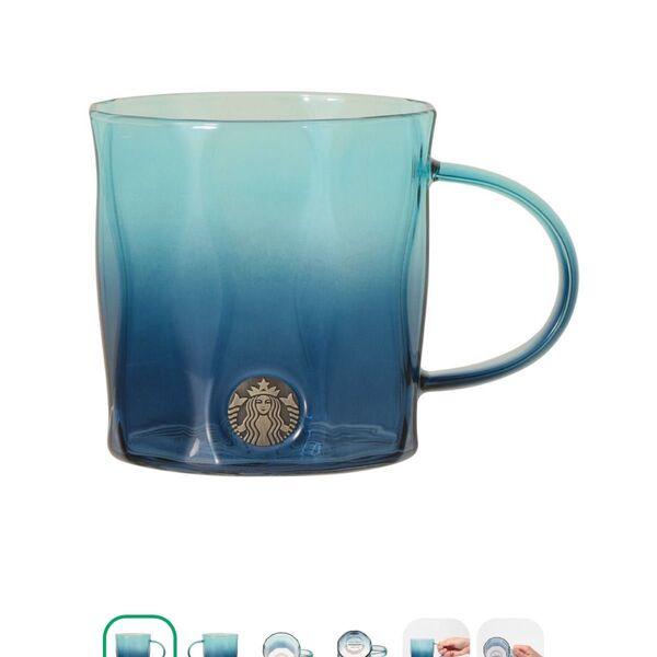 耐熱グラスマグメダルデュアルブルーグラデーション355ml スターバックス マグカップ STARBUCKS スタバ