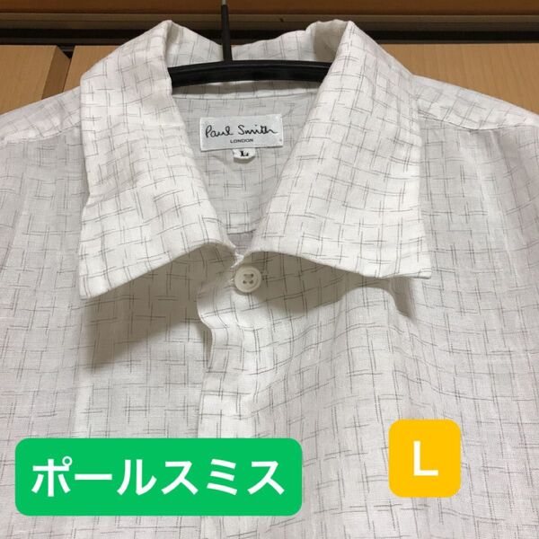 ポールスミス 麻混 半袖カジュアルシャツ L