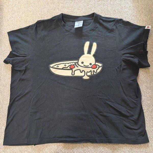 CUNE キューン シチュー うさぎ 黒Tシャツ ★リメイク品★ ※身幅を継ぎ足ししてます