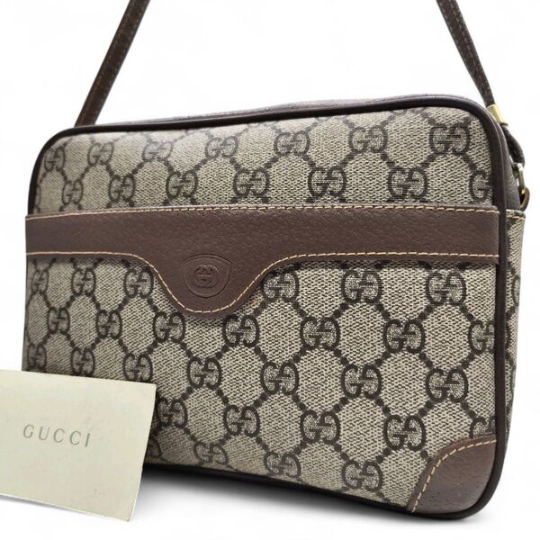 GUCCI グッチ オールドグッチ ショルダーバッグ インターロッキング PVC 斜め掛け GGスプリーム レザー
