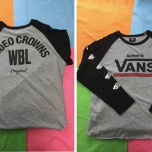 送料無料 VANS×ロデオクラウンズ コラボ 長袖シャツ サイズL コンフォータブルラグラントップス RODEO CROWNS WIDE BOWL VANS