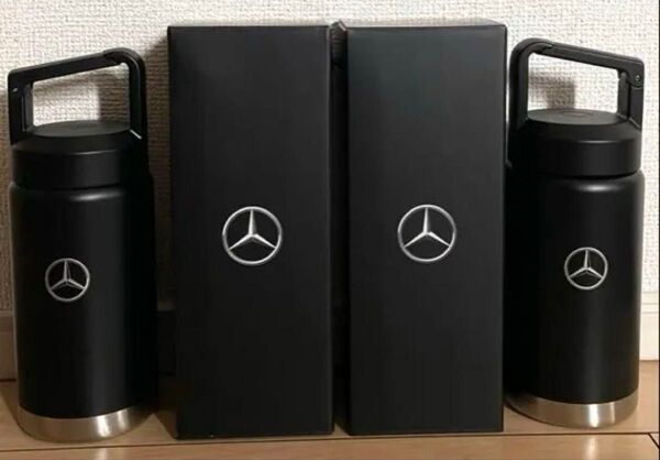 【2個セット】メルセデス・ベンツ オリジナル炭酸ボトル 350ml ステンレス製 携帯用魔法瓶 新品 水筒 ステンレスボトル