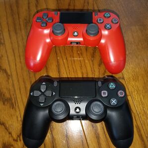 PS4 ワイヤレスコントローラー CUH-ZCT2J DUALSHOCK4 ブラック レッド ジャンク扱い 2個セット
