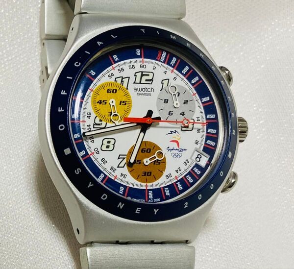 稼働中 美品 Swatch クロノグラフ 時計 シルバー シドニーオリンピック記念モデル ☆希少☆コレクター商品☆