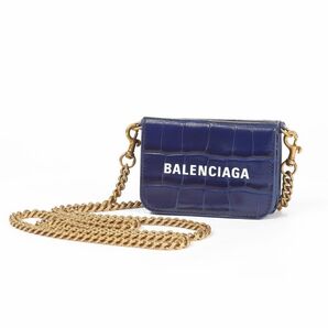 BALENCIAGA キャッシュ ミニ ウォレット チェーン ブルー