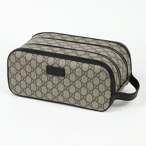 GUCCI グッチ セカンドバッグ ベージュブラック PVC セカンドバッグ クラッチバッグ GUCCI GGスプリーム ポーチ