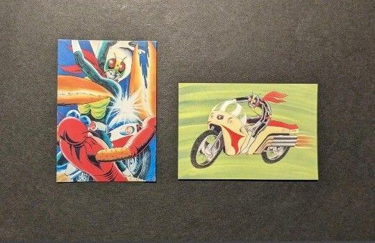 【激レア】当時物 昭和レトロ 玩具 おもちゃ カルビー 仮面ライダー チップス カード 2点 駄菓子 レトロ ビンテージ