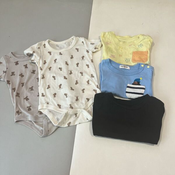 80 半袖 Tシャツ まとめ売り ユニクロ UNIQLO ベビー 男の子 肌着 ロンパース 夏 くま柄