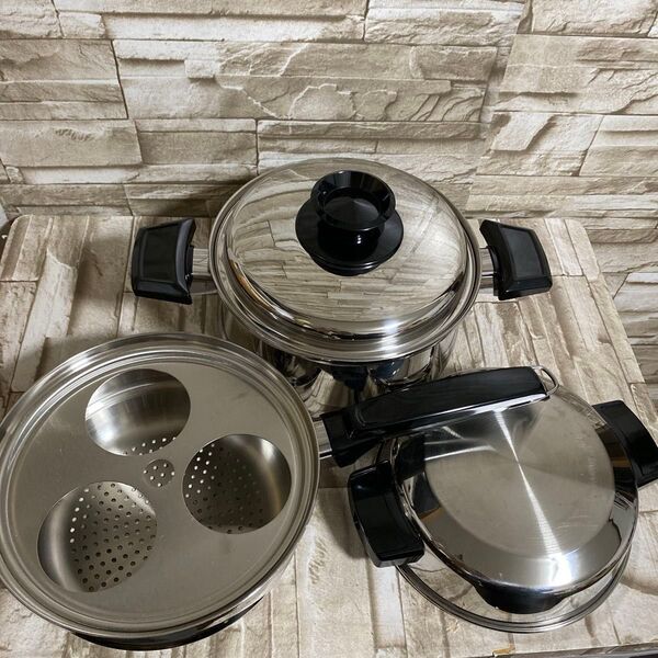 ロイヤルクイーン【IH対応品】3コート蓋付きスチーマー他セット出品 超美品